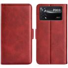 For Xiaomi Poco X4 Pro 5G Dual-side Magnetic Buckle Leather Phone Case(Red) - 1