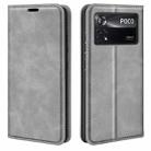 For Xiaomi Poco X4 Pro 5G Retro-skin Magnetic Suction Leather Phone Case(Grey) - 1