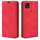 For OPPO A16E Retro-skin Magnetic Suction Leather Phone Case(Red) - 1