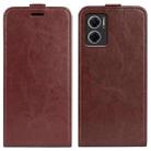 For Xiaomi Redmi Note 11E / Redmi 10 5G R64 Texture Single Vertical Flip Leather Phone Case(Brown) - 1
