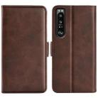 For Sony Xperia 1 IV Dual-side Magnetic Buckle Leather Phone Case(Brown) - 1