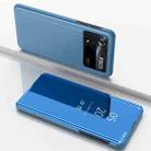 For Xiaomi Poco M4 Pro 4G Plated Mirror Horizontal Flip Leather Case with Holder(Blue) - 1