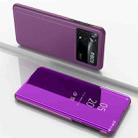 For Xiaomi Poco M4 Pro 4G Plated Mirror Horizontal Flip Leather Case with Holder(Purple) - 1