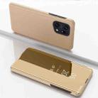 For OPPO Find X5 Plated Mirror Horizontal Flip Leather Case with Holder(Gold) - 1