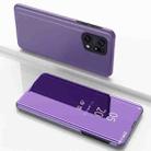 For OPPO Find X5 Plated Mirror Horizontal Flip Leather Case with Holder(Purple Blue) - 1