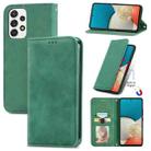 For Samsung Galaxy A73 5G Retro Skin Feel Magnetic Horizontal Flip Leather Phone Case(Green) - 1