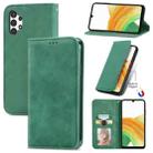 For Samsung Galaxy A13 4G Retro Skin Feel Magnetic Horizontal Flip Leather Phone Case(Green) - 1