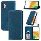 For Samsung Galaxy A13 4G Retro Skin Feel Magnetic Horizontal Flip Leather Phone Case(Blue) - 1