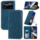 For Xiaomi Poco X4 Pro 5G Retro Skin Feel Magnetic Flip Leather Phone Case(Blue) - 1