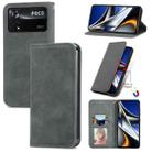 For Xiaomi Poco X4 Pro 5G Retro Skin Feel Magnetic Flip Leather Phone Case(Gray) - 1