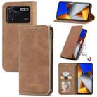 For Xiaomi Poco M4 Pro Retro Skin Feel Magnetic Flip Leather Phone Case(Brown) - 1