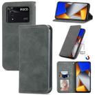 For Xiaomi Poco M4 Pro Retro Skin Feel Magnetic Flip Leather Phone Case(Gray) - 1