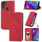 For TCL 30 SE Retro Skin Feel Magnetic Horizontal Flip Leather Phone Case(Red) - 1