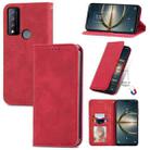 For TCL 30 V 5G Retro Skin Feel Magnetic Horizontal Flip Leather Phone Case(Red) - 1