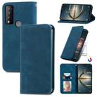 For TCL 30 V 5G Retro Skin Feel Magnetic Horizontal Flip Leather Phone Case(Blue) - 1