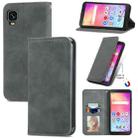 For TCL A509DL / A3 Retro Skin Feel Magnetic Horizontal Flip Leather Phone Case(Gray) - 1