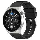 For Huawei Watch GT 3 Pro 46mm 22mm Protruding Head Silver Buckle Silicone Watch Band(Black) - 1