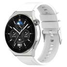 For Huawei Watch GT 3 Pro 46mm 22mm Protruding Head Silver Buckle Silicone Watch Band(White) - 1