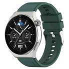 For Huawei Watch GT 3 Pro 46mm 22mm Protruding Head Silver Buckle Silicone Watch Band(Dark Green) - 1