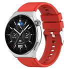 For Huawei Watch GT 3 Pro 46mm 22mm Protruding Head Silver Buckle Silicone Watch Band(Red) - 1