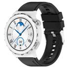 For Huawei Watch GT 3 Pro 43mm 20mm Protruding Head Silver Buckle Silicone Watch Band(Black) - 1