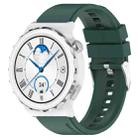 For Huawei Watch GT 3 Pro 43mm 20mm Protruding Head Silver Buckle Silicone Watch Band(Dark Green) - 1