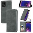 For OPPO Find X5 Pro Retro Skin Feel Magnetic Horizontal Flip Leather Phone Case(Gray) - 1