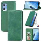 For OPPO Reno7 5G Retro Skin Feel Magnetic Horizontal Flip Leather Phone Case(Green) - 1