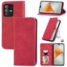 For vivo S12 Retro Skin Feel Magnetic Horizontal Flip Leather Phone Case(Red) - 1