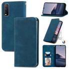 For vivo Y20 / Y20 2021 Retro Skin Feel Magnetic Horizontal Flip Leather Phone Case(Blue) - 1