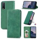 For vivo Y20 / Y20 2021 Retro Skin Feel Magnetic Horizontal Flip Leather Phone Case(Green) - 1