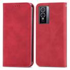 For vivo Y76 5G Retro Skin Feel Magnetic Horizontal Flip Leather Phone Case(Red) - 2