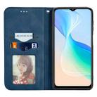 For vivo Y76 5G Retro Skin Feel Magnetic Horizontal Flip Leather Phone Case(Blue) - 3