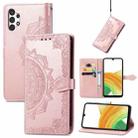 For Samsung Galaxy A13 4G Mandala Flower Embossed Leather Phone Case(Rose Gold) - 1