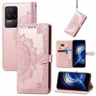 For Xiaomi Redmi K50 Pro Mandala Flower Embossed Flip Leather Phone Case(Rose Gold) - 1