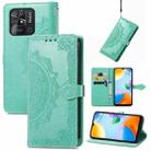 For Xiaomi Redmi 10C Mandala Flower Embossed Flip Leather Phone Case(Green) - 1