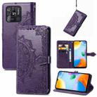 For Xiaomi Redmi 10C Mandala Flower Embossed Flip Leather Phone Case(Purple) - 1