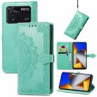 For Xiaomi Poco M4 Pro 4G Mandala Flower Embossed Flip Leather Phone Case(Green) - 1