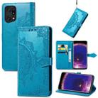 For OPPO Find X5 Pro Mandala Flower Embossed Flip Leather Phone Case(Blue) - 1