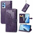 For OPPO Reno7 5G Mandala Flower Embossed Flip Leather Phone Case(Purple) - 1