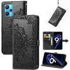 For OPPO Realme 9 Pro Mandala Flower Embossed Flip Leather Phone Case(Black) - 1