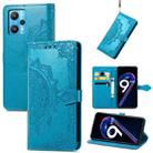 For OPPO Realme 9 Pro Mandala Flower Embossed Flip Leather Phone Case(Blue) - 1