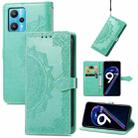 For OPPO Realme 9 Pro Mandala Flower Embossed Flip Leather Phone Case(Green) - 1