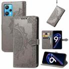 For OPPO Realme 9 Pro Mandala Flower Embossed Flip Leather Phone Case(Gray) - 1