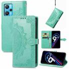 For OPPO Realme 9 Pro+ 5G Mandala Flower Embossed Flip Leather Phone Case(Green) - 1