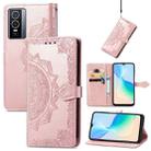 For vivo Y76 5G Mandala Flower Embossed Flip Leather Phone Case(Rose Gold) - 1