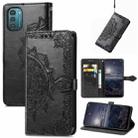 For Nokia G21 Mandala Flower Embossed Flip Leather Phone Case(Black) - 1