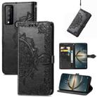 For TCL 30 V 5G Mandala Flower Embossed Flip Leather Phone Case(Black) - 1