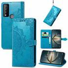 For TCL 30 V 5G Mandala Flower Embossed Flip Leather Phone Case(Blue) - 1