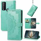 For TCL 30 V 5G Mandala Flower Embossed Flip Leather Phone Case(Green) - 1